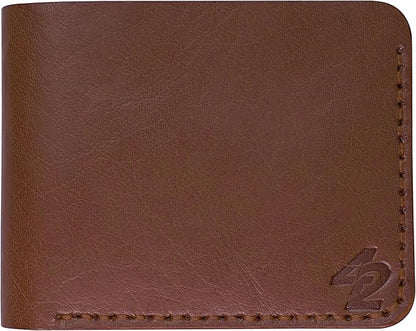 Genuine Leather Wallet for Men – Slim Bifold handmade mens wallet with ID Window & Card Slots Classic Minimalist Leather Wallet Gift (Brown)