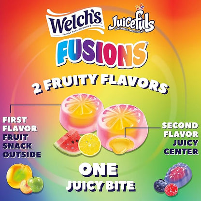 Welch's Fruit Snacks, Juicefuls Fusions, Assorted Fruit Flavor, Stocking Stuffers, Bulk Pack, Gluten Free, Natural Colors & Flavors, 0.8oz (Pack of 50)