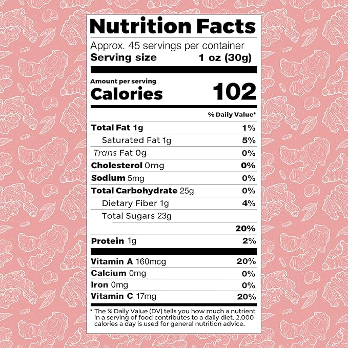 Fuel by Nature Dried & Crystallized Ginger Healthy Snack, High Energy Treats for Snacking, Bulk Dried Candied Ginger, 1lb