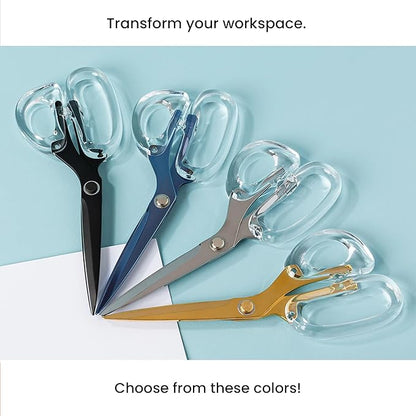 OfficeGoods 9” Stainless Steel Acrylic Scissors for Office and Home - Aesthetic and Sharp All Purpose Scissors, Perfect for Sewing, Arts and Crafts - Pink Silver Metal
