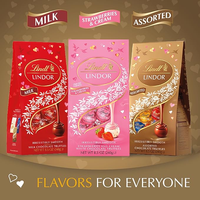 Lindt Valentine Lindor Assorted Bag, Assorted Chocolate, 8.5 Ounce