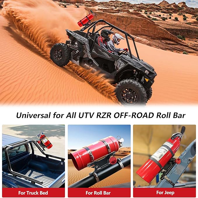 Car Fire Extinguisher Mount Bracket Aluminum Quick Release Roll Bar Fire Extinguisher Holder Mount Universal for Jeep Truck UTV ATV Semi