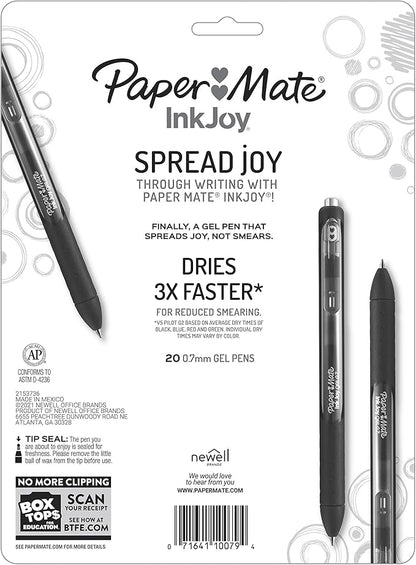 Paper Mate InkJoy Pens Gel Pens Medium Point (0.7mm) Assorted 20 Count (Pack of 12)