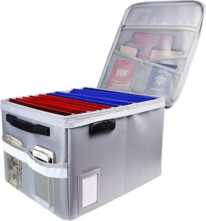 Fireproof Document Box, Fireproof Organizer Safe Box with Lock, Portable Office Storage Cabinet for Hanging Letter/Legal Size Folder/Certificate