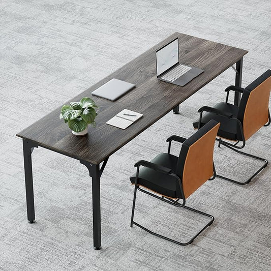 78.7 Inches Extra Long Desk,6.5ft Office Table with Flexible Configuration,Large Computer Table with Adjustable Footpads,Stable Structure,Standing Desk for 2 Person (Grey)