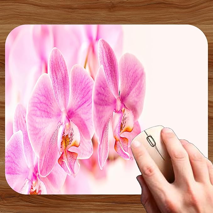 Floral Pattern Flower Mouse Pad Mat Mousepad for Desk Computer Laptop PC Gaming Home or Office Gift for Her Flowers (Orchid MP110)