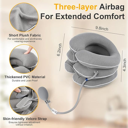 Neck Stretcher, Cervical Neck Traction Device for Instant Neck Pain Relief, Inflatable & Adjustable Neck Support Brace, Neck Traction Pillow for Home Use Neck Decompression