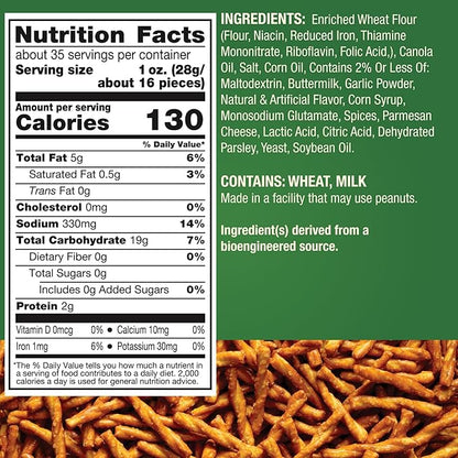 Dot's Pretzels Parmesan Garlic Seasoned Pretzel Twist Snack, 16oz Grocery Sized Bag (Pack of 3)