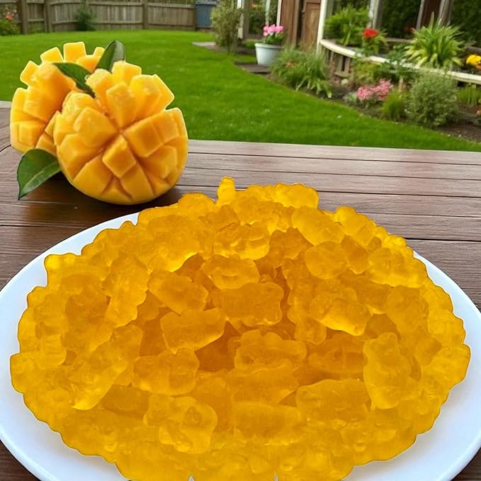 Irresistibly Delicious Mango Gummy Bears - 1.5 lbs of Fruity Bliss-Soft, Chewy, and Bursting with Tangy Delight-Great for Kids and Adults of All Ages(24 oz)