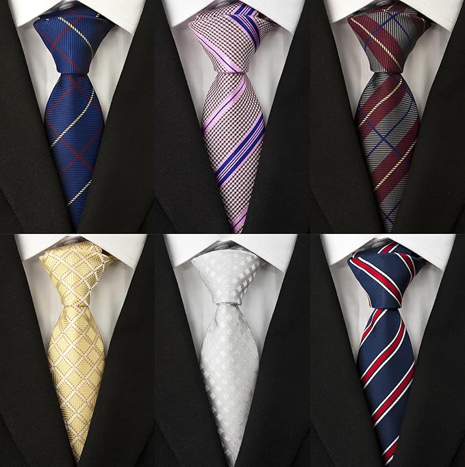 Adulove Men's Necktie Classic Silk Tie Woven Jacquard Neck Ties 6 PCS