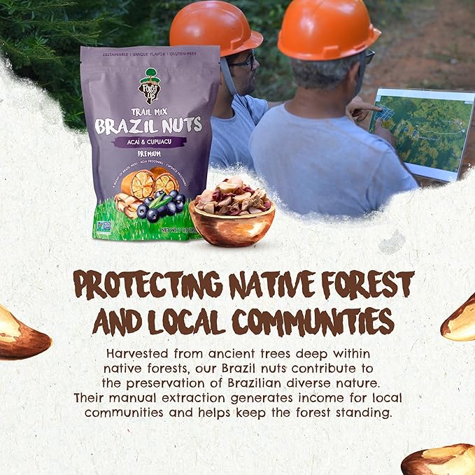 Snack Açaí Trail Mix 7 oz – The True Organic Brazil Nuts Roasted + Açaí Fruit Nibs + Cupuaçu Fruit Nibs – Nutrient-Rich and Practical Combo – Fresh, Vegan and Gluten Free – Forest Up