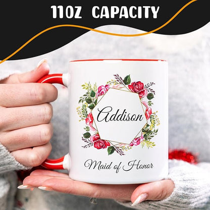 Personalized Coffee Mug, Custom Picture Text or Logo Ceramic Mug, Customized Gift for Men & Women, Taza Personalizada with Photo and Words, Customizable 11 Oz Tea Cup | White - Red