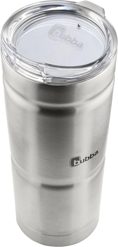 Bubba Brands Envy S Vacuum-Insulated Stainless Steel Tumbler, 24oz with Lid and Straw, BPA-Free, Ideal for Iced Coffee or Water, Travel-Friendly, Steel/Clear (Pack of 2)