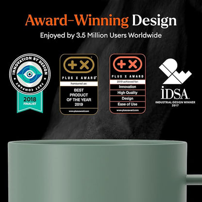 Ember Temperature Control 14oz Smart Mug 2, App-Controlled and Rechargeable Heated Coffee Cup Warmer with Intelligent LED Display, Sage Green.