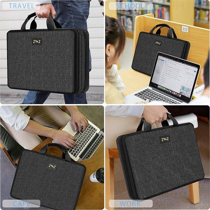 ZINZ Laptop Case 15 15.6 16 inch Sleeve, Expandable Computer Hand Bag with Multi-pockets Compatible with MacBook Pro 16 inch M4/M3/M2/M1, MacBook Air/Pro 15 inch and 15-16 inch Notebooks，B04K01