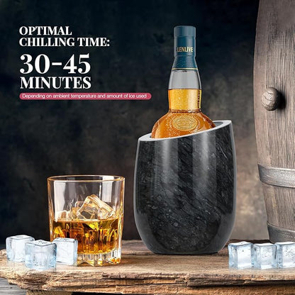 ZORMY Premium Marble Wine Chiller Bucket, Wine and Champagne Cooler, Wine Bottle Ice Chiller, 750ml Bottle Cooler, Home Bar & Kitchen Decor, Ideal Gift for Wine Lovers (Black)