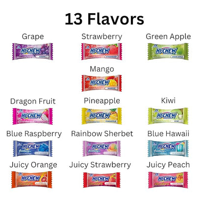 HI-CHEW Variety Mix Bulk, 220+ Pieces, 4 Stand Up Pouches - 13 Flavors Bulk, Sweet and Sour Chewy Candy, Unique Fun Soft - Immensely Juicy Fruity Flavors for Candy Treats & Sharing Treats