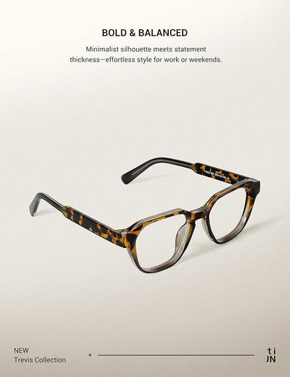 TIJN Blue Light Blocking Glasses for Women Men TR90 Rectangle Frame and Chic Preppy Style Computer Screen Glasses