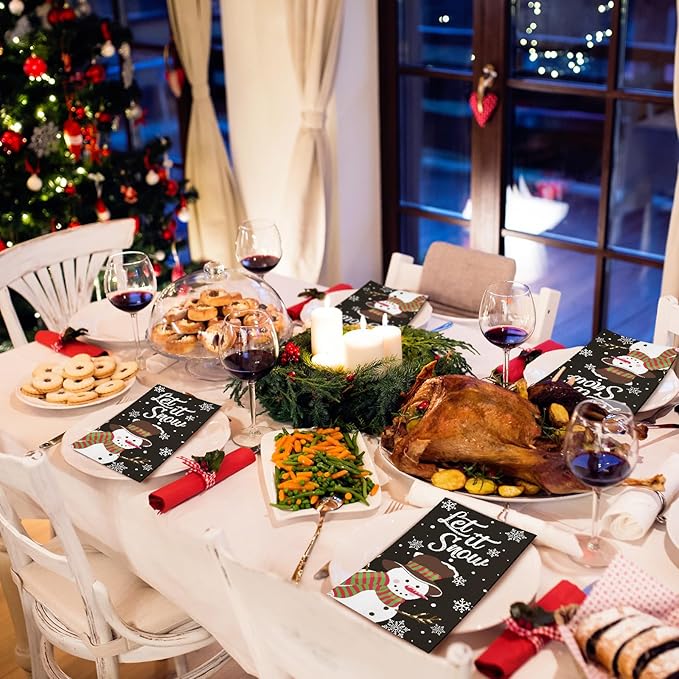 Karenhi 200 Pcs Christmas Guest Napkins 2 Ply Let It Snow Decorative Paper Hand Tower for Bathroom Snowman Disposable Bathroom Guest Towel Winter Party Supply for Party Holiday Baby Shower