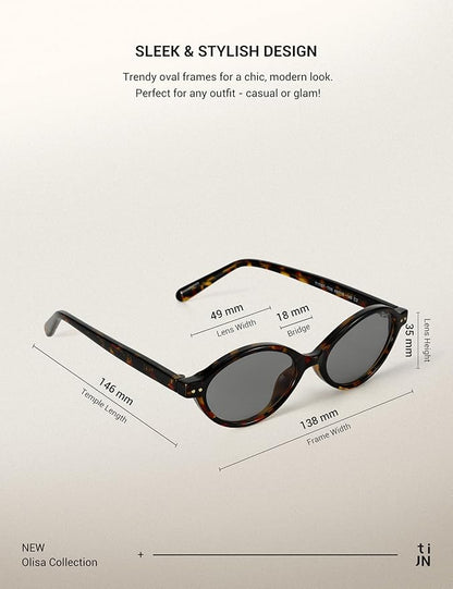 TIJN Olisa Blue Light Blocking Glasses for Women Men,Oval Glasses Frame Bluelight Glasses for Gaming/Computer/Screen