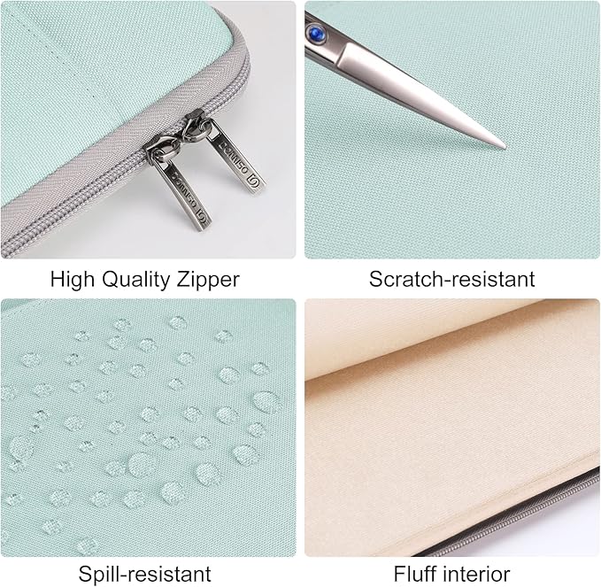 DOMISO 13.3 inch Laptop Case Sleeve Protective Cover Compatible with 14 inch MacBook Pro M4 M3 M2/MacBook Pro Max,13-13.3 inch Dell,Lenovo, HP,Waterproof Computer Cases Bag with Handle,Mint Green