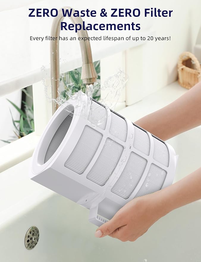 Nuwave OxyPure ZERO Air Purifier with Washable and Reusable Bio Guard Tech Air Filter, Large Room Up to 2002 Ft², Air Quality Monitor, 0.1 Microns, 100% Capture Irritants like Smoke, Dust, Pollen