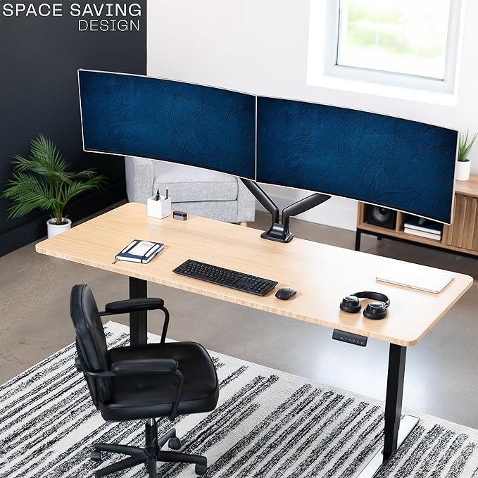 VIVO Premium Aluminum Heavy Duty Dual Monitor Arm for Ultrawide Monitors up to 40 inches and 30 lbs Each, Desk Mount Stand, Pneumatic Height, Max VESA 100x100, Black, STAND-V220Q