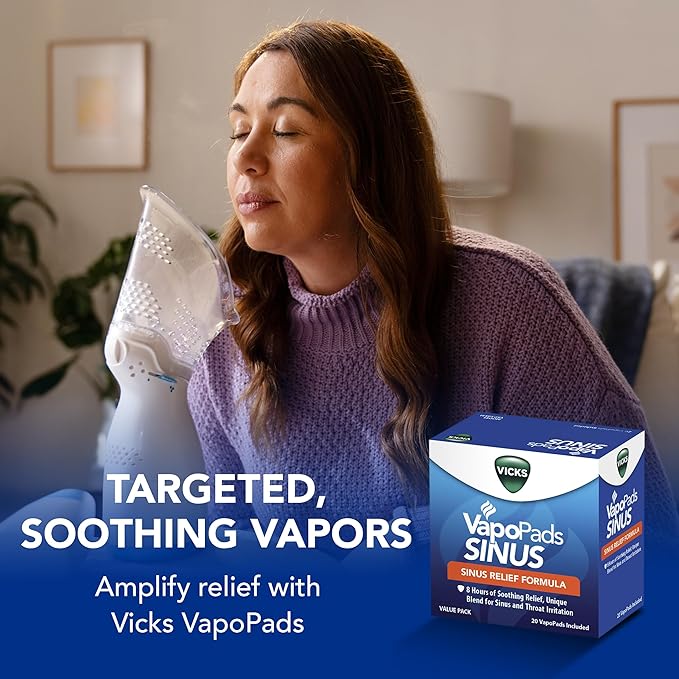 Vicks VapoPads Sinus Relief Formula - Vapor Pads Refill Humidifiers and Steam Inhalers, Scent Pads for Sinus Congestion and Throat Irritation, 40-Pack, Box Color May Vary