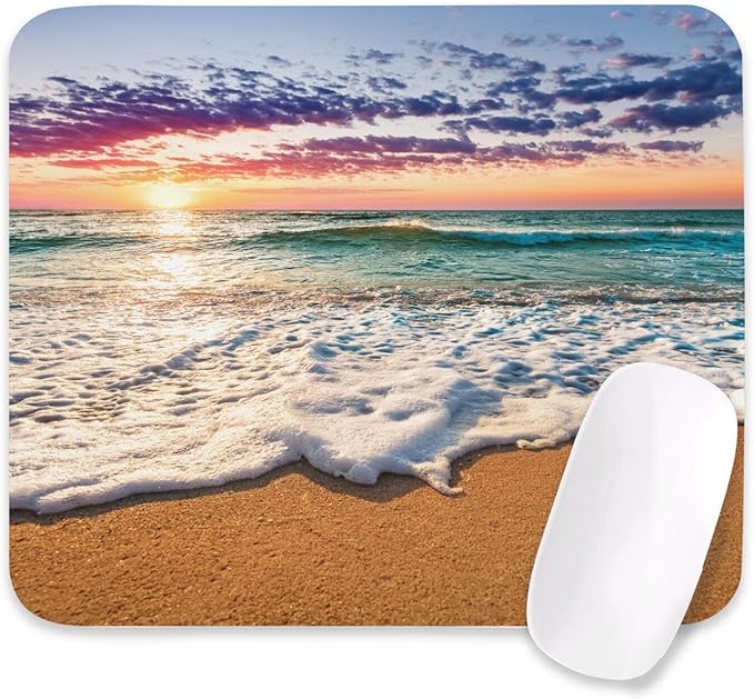 Beach Patterns Desk Mat, Large Gaming Mouse Pad Non-Slip Rubber Base with Stitched Edges, Waterproof Protection for PC Laptop Home Office Desk Decor (8x9in)