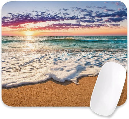 Beach Patterns Desk Mat, Large Gaming Mouse Pad Non-Slip Rubber Base with Stitched Edges, Waterproof Protection for PC Laptop Home Office Desk Decor (8x9in)