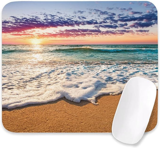 Beach Patterns Desk Mat, Large Gaming Mouse Pad Non-Slip Rubber Base with Stitched Edges, Waterproof Protection for PC Laptop Home Office Desk Decor (8x9in)