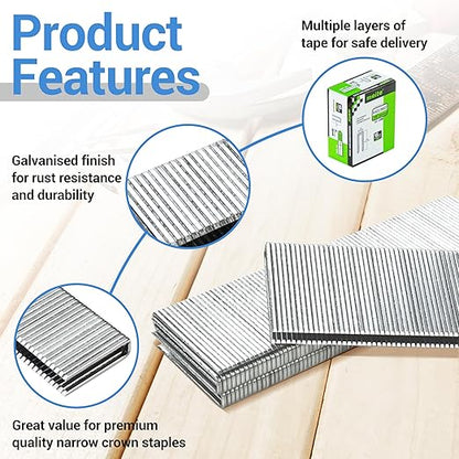 meite 18 Gauge 1/4-Inch Narrow Crown Staples, 7/8-Inch Length Heavy Duty Galvanized Upholstery Staples for Electric or Pneumatic Narrow Crown Staple Guns (10 Boxes)