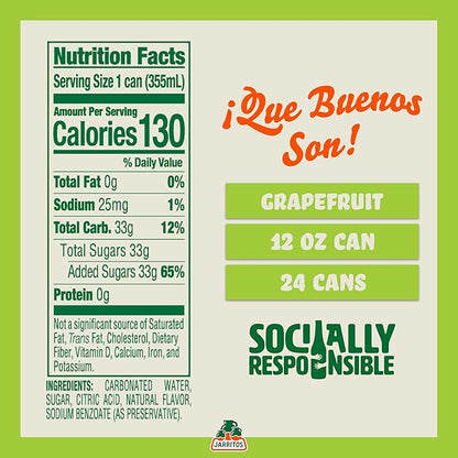 Jarritos - Mexican Soda Soft Drinks, Grapefruit (12 oz, 355ml) 8 Cans (3 Boxes of 8) - Real Cane Sugar - 130 Calories, 0g Fat - Made in Mexico - Natural Flavor Soda Pop - Party & BBQ Beverages