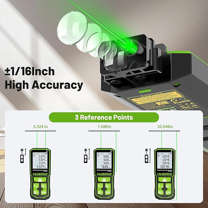 395FT Bluetoothed Green Laser Measuring Tool with Angle Sensor, Huepar 1/16in Accuracy Laser Distance Measurement Tool, Digital Laser Room Measuring Device, Laser Distance Meters