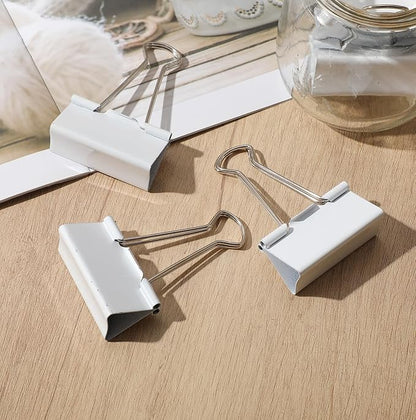 Jetec 200 Pcs Extra Large Binder Clips Bulk 2 Inch Metal Jumbo Binder Clips Office Supplies White Paper Clamps for Teachers Students Office Business Supplies