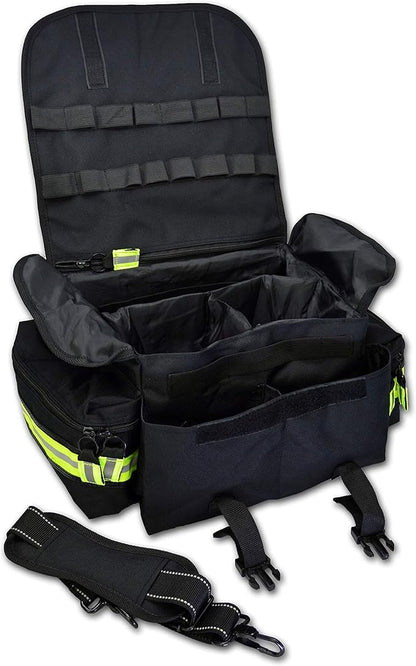 Lightning X Personalized First Responder EMT EMS Trauma Bag w/Stocked First Aid Fill Kit B & Custom Embroidered Name Patch (Black)
