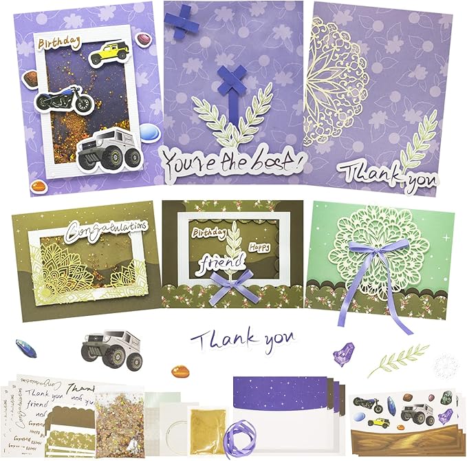 DIY Card Making Kit for Adults Car 9 Sets-Themed Handmade Greeting & Thank You Cards with Envelopes for Birthdays, Weddings, Teachers, Parents, and Gift Giving