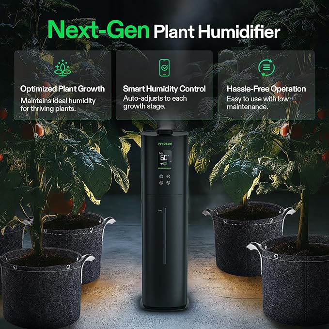 VIVOSUN AeroStream H09 Intelligent Wi-Fi Humidifier, 2.38 Gal / 9 L Humidifier with Temp & Humidity Probe, Smart Remote Control, Designed for Growers (Pack of 2)