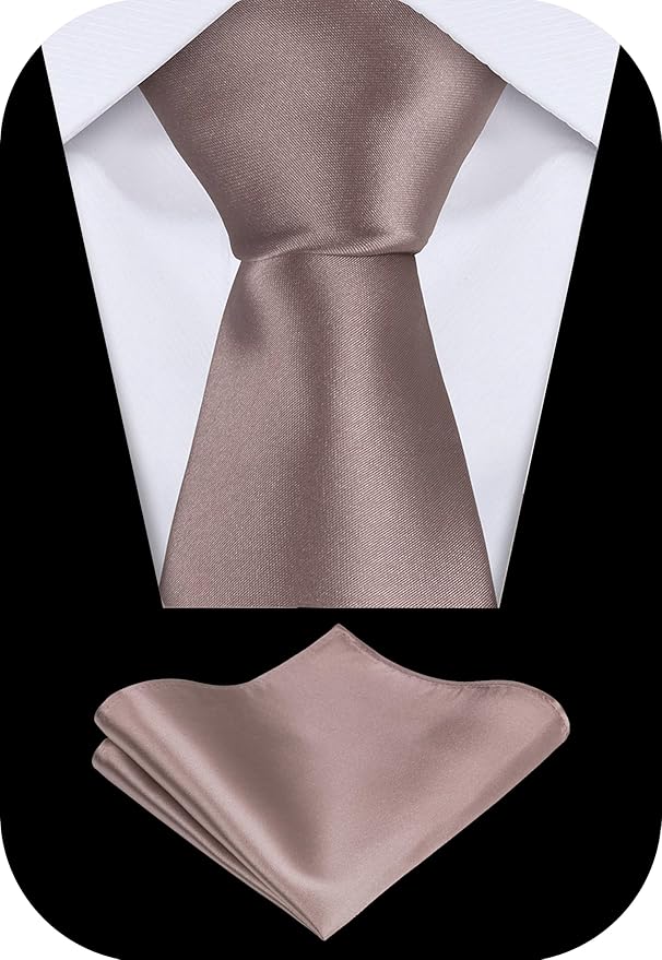 TIE G 5pcs Tie Set in WHITE OR BLACK GIFT BOX: Solid Color Necktie, Satin Bow Tie, Pocket Square, Lapel, Cuff Links