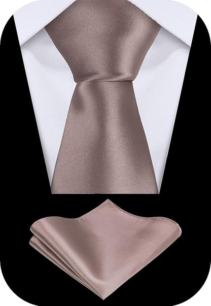TIE G 5pcs Tie Set in WHITE OR BLACK GIFT BOX: Solid Color Necktie, Satin Bow Tie, Pocket Square, Lapel, Cuff Links