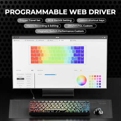 x XVX HE68 Pro Rapid Trigger Keyboard 60% Percent,Hall Effect Keyboard with Gateron Magnetic Jade Pro Switch,CNC Aluminum Frame Topographic Custom Mechanical Key Board for PC/Laptop/Xbox/PS4/PS5,Black
