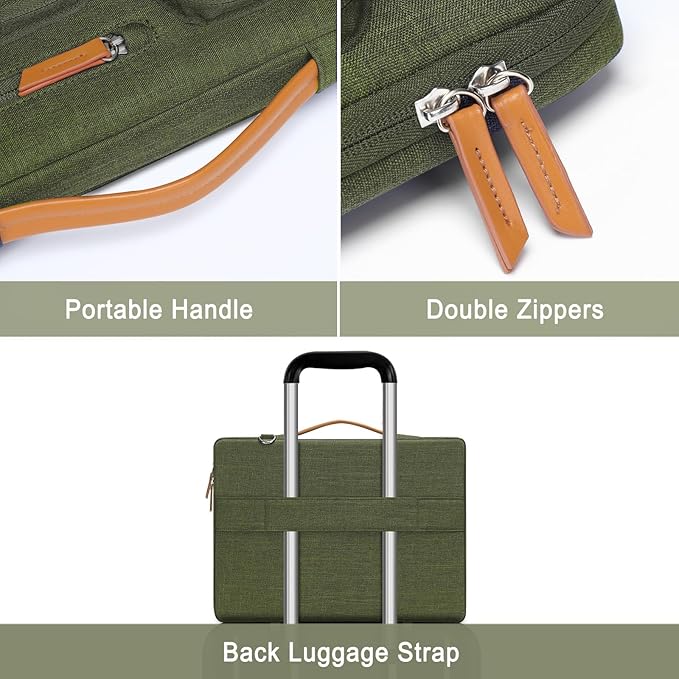 MOSISO 360 Protective Laptop Shoulder Bag,13-13.3 inch Computer Bag Compatible with MacBook, HP, Dell, Lenovo, Asus Notebook,Side Open Messenger Bag with 4 Zipper Pockets&Handle, Olive Green