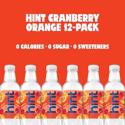 Hint Fruit-Infused Bottled Water, Cranberry Orange- Sugar Free Flavored Water with Zero Calories, Naturally Flavored, and No Artificial Sweeteners - 16 Fl Oz (Pack of 12)