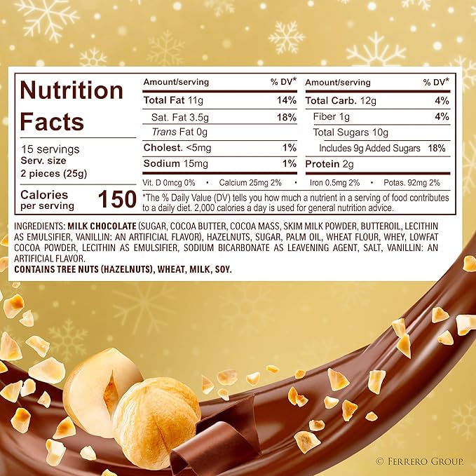 Ferrero Rocher, Premium Gourmet Milk Chocolate Hazelnut, Individually Wrapped, Chocolate Gift Box, 30 Count, 13.2 oz (Pack of 2)