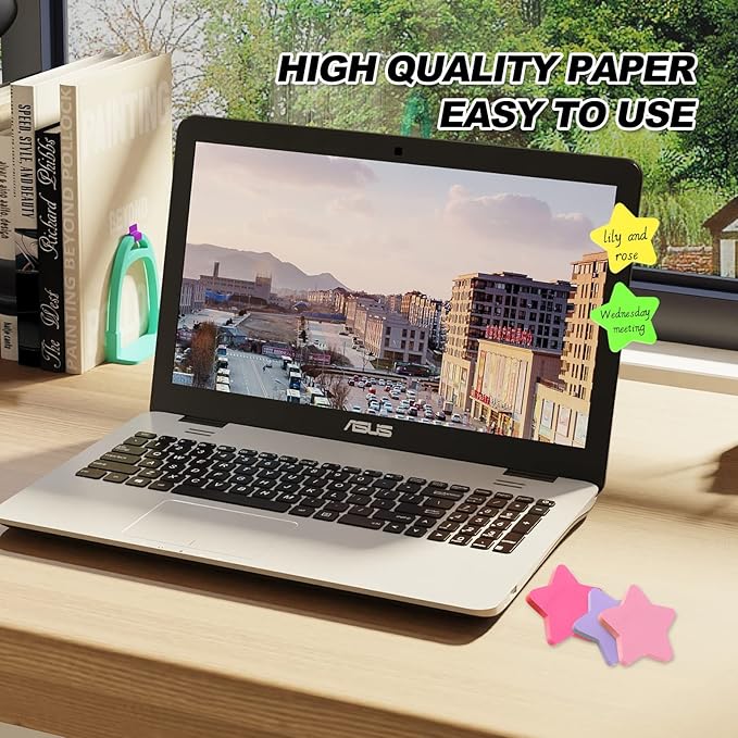 Self Sticky Post Notes, Bright Colorful Creative Sticky Notes for Notebooks Bible Study School Office Supplies 2.75 x 2.75 Inch 50 Pieces/Pad 600 Sheet Star