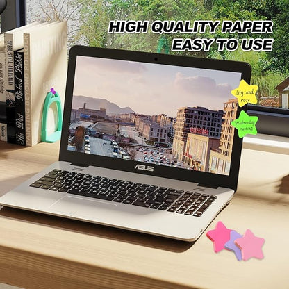 Self Sticky Post Notes, Bright Colorful Creative Sticky Notes for Notebooks Bible Study School Office Supplies 2.75 x 2.75 Inch 50 Pieces/Pad 600 Sheet Star