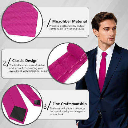 Fineknot Black Ties for Men, Formal Neckties for Men, Solid Color Mens Ties for Business, Wedding, Party, Mens Neck Tie
