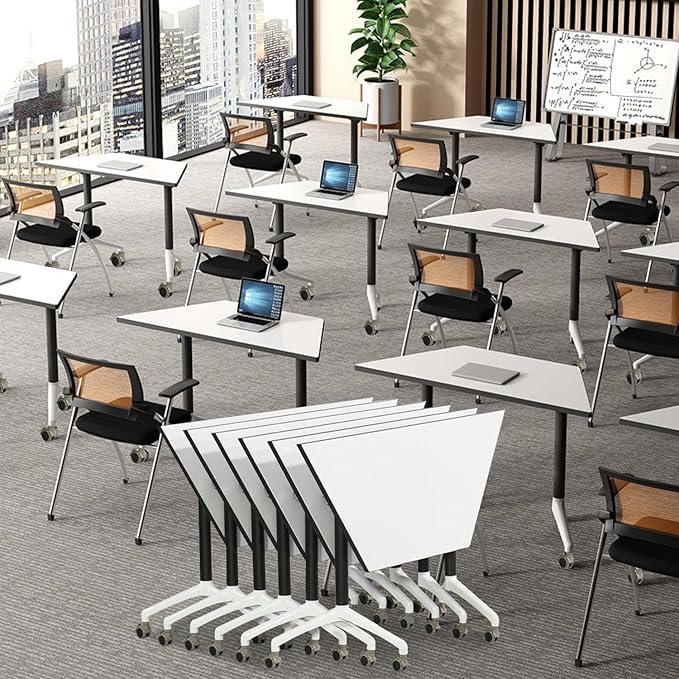 Conference Table Foldable Conference Table,Conference Rooms Training Rooms Flip Top Mobile Training Table,Rolling Meeting Table with Caster Wheels,Modern Seminar Tables for Office,Meeting Room(8)
