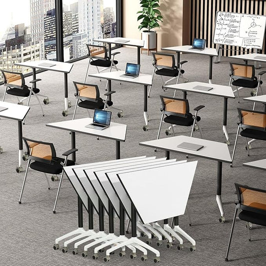 Conference Table Foldable Conference Table,Conference Rooms Training Rooms Flip Top Mobile Training Table,Rolling Meeting Table with Caster Wheels,Modern Seminar Tables for Office,Meeting Room(8)