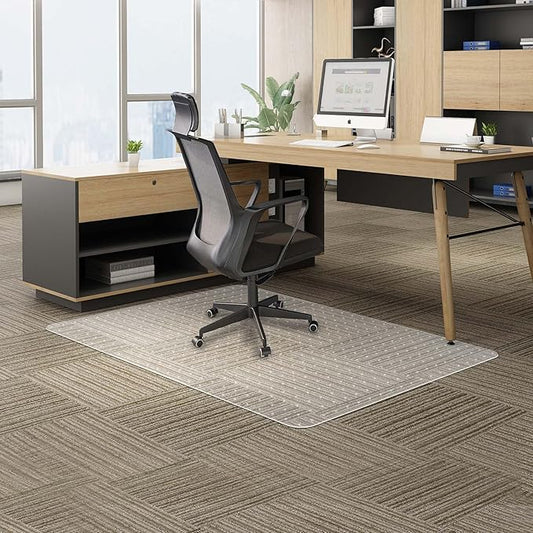 Large Office Carpet Chair Mat, 35” x 55” Desk Chair Mat for Low Pile Carpeted Floors, Easy Glide Floor Protector for Rolling Chair, Plastic Mat for Home, Office (Rectangle)
